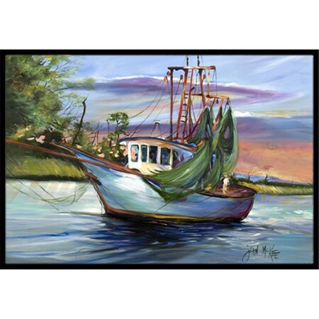 Carolines Treasures Jeannie Shrimp Boat Indoor and Outdoor Mat- 18 x 27 in. JMK1059MAT